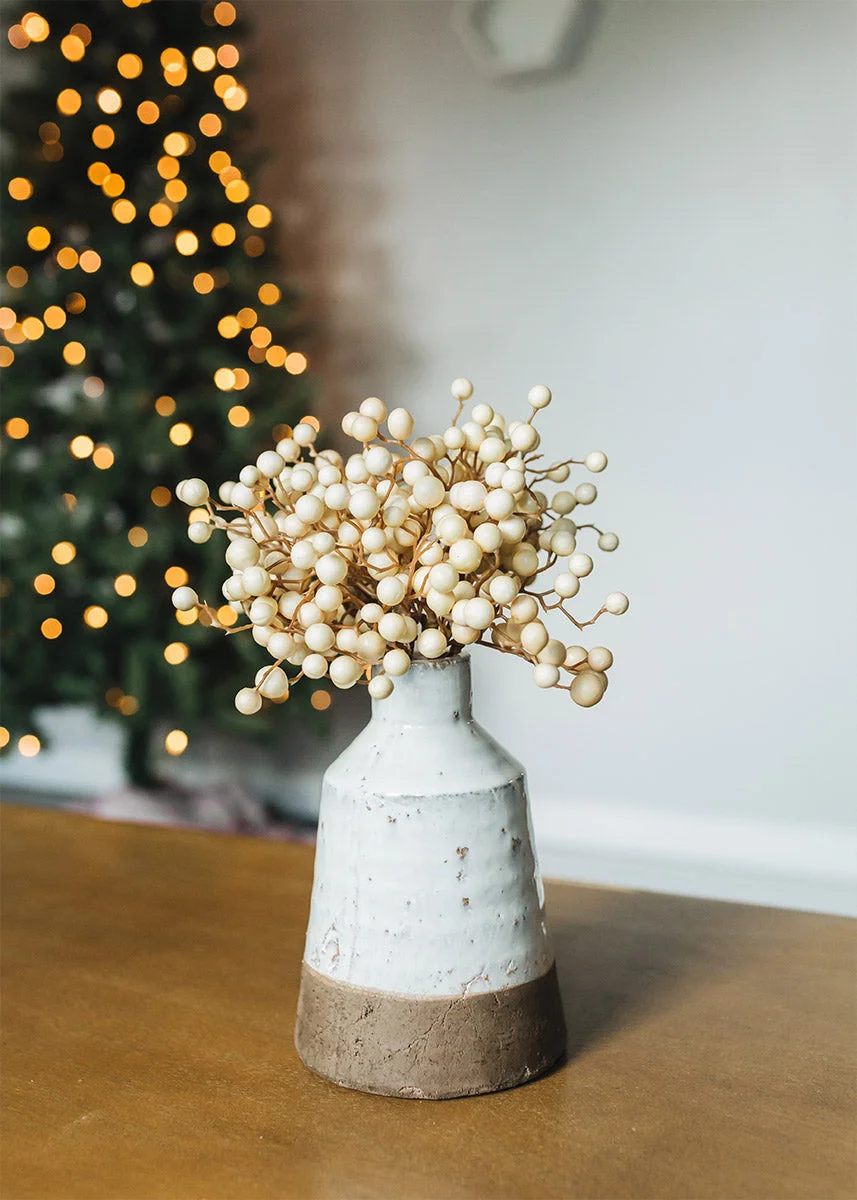 Fake Berries Pick in Cream Beige - 9"