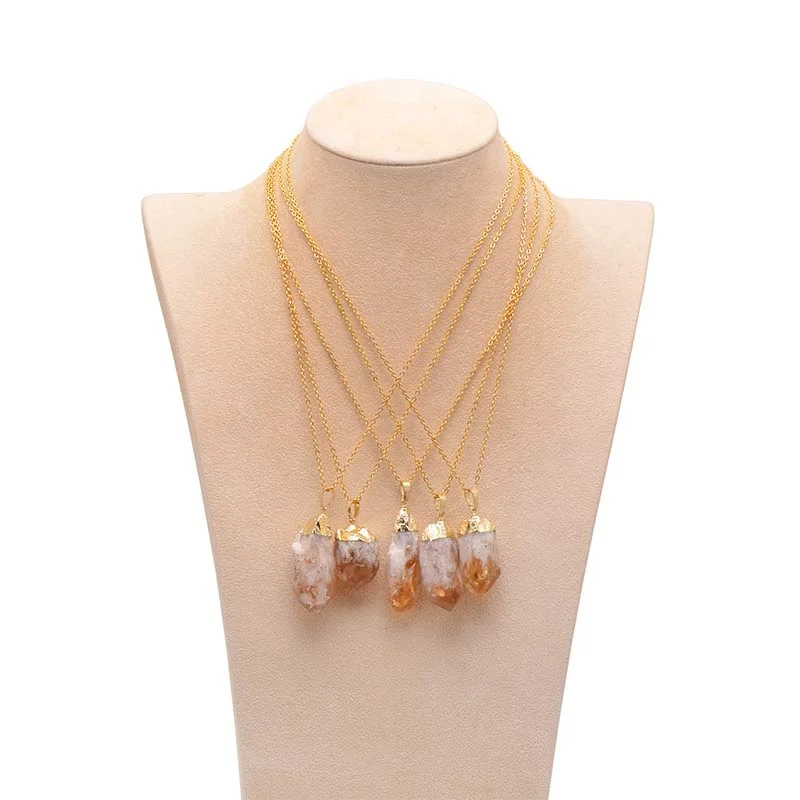 Natural Crystal Gemstone Citrine Amethyst Happiness Necklace