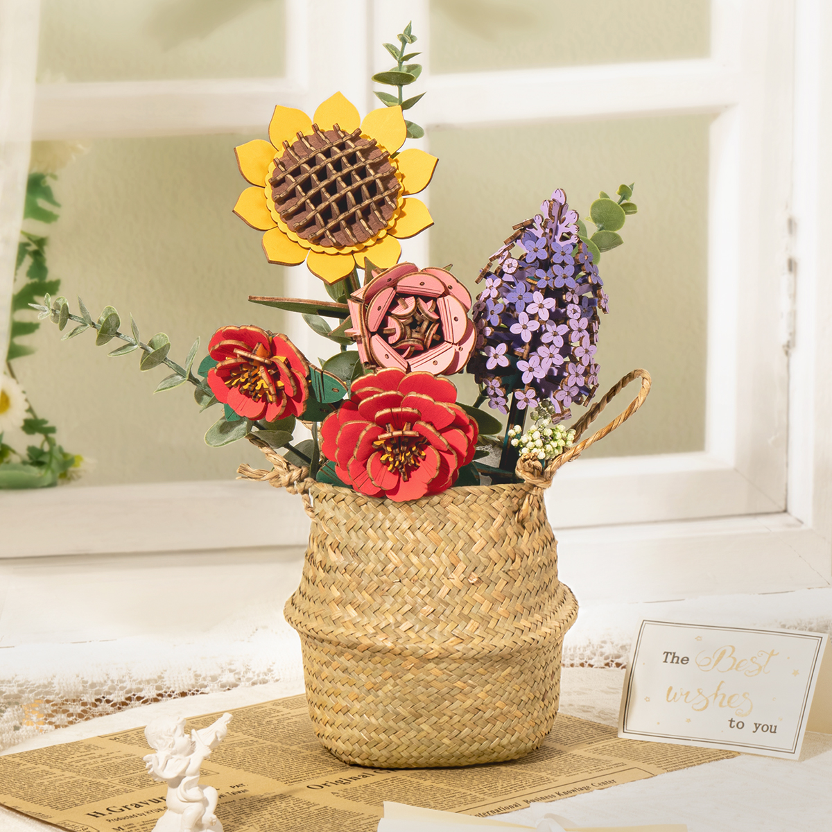 Colorful Flower Wooden Puzzles Adults 180 Pieces, Unique Floral Mosaic...