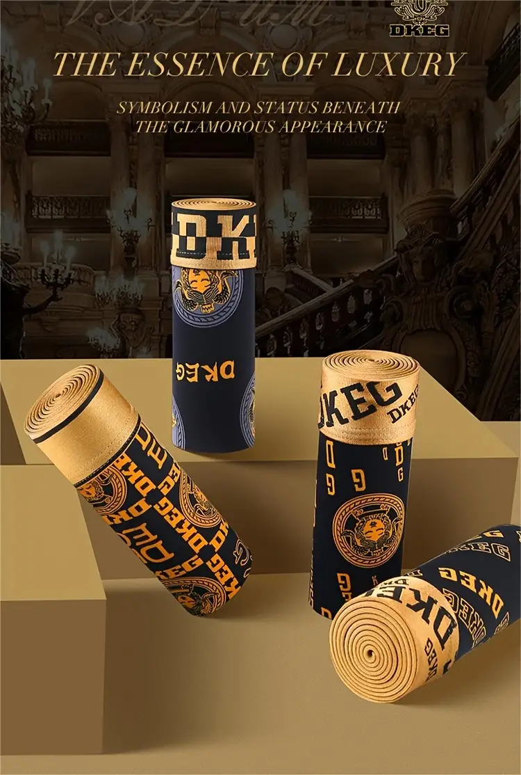 dkeg 6pcs mens ice silk boxer briefs luxury style golden print antibacterial breathable comfy boxer trunks elastic sports shorts mens casual underwear for daily wear details 8