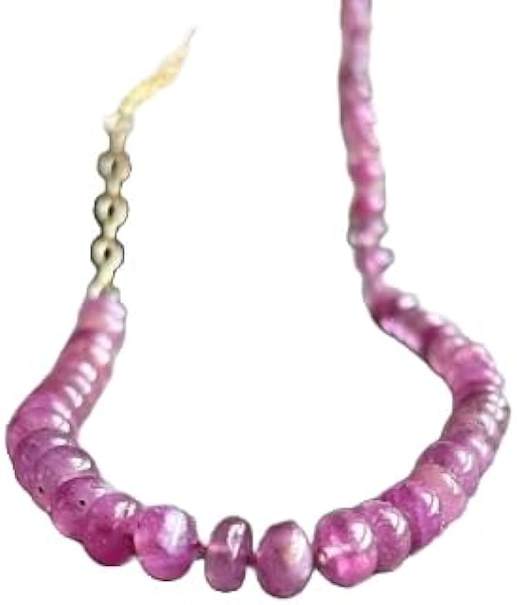 LKBEADS Natural Pink sapphire J chain Necklace rondelle 7-8mm smooth 16inch Full strand Beads Jewelry Gemstone Necklace crystal healing energy stone Necklace for Women