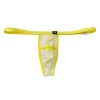 Men's Ice Silk Open Front U Convex T-Back Thongs Underwear Underpanties