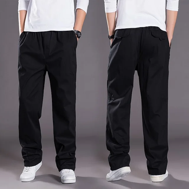 Men's Cargo Pants Cargo Trousers Trousers Elastic Waist Straight Leg Plain Outdoor Sports