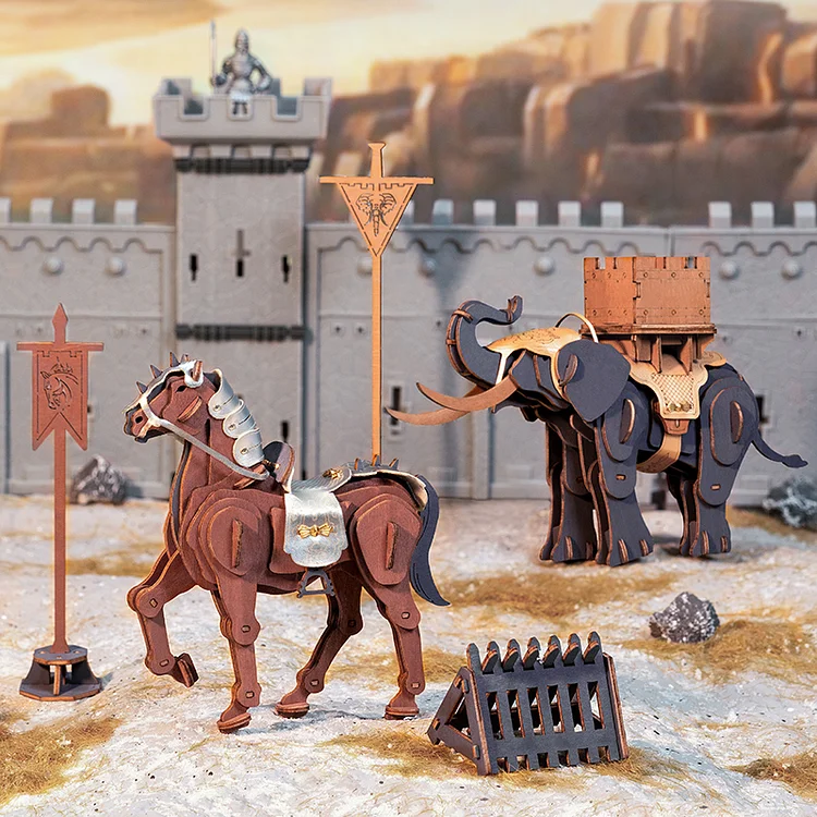 Rowood Warrior-Horse & Warrior-ELephant 3D Wooden Puzzle TWA01& TWA02 | Robotime Online