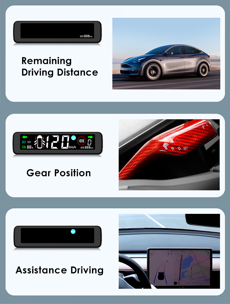 TESLASY Model 3/Y Dashboard Hidden HUD Mini Head-up Display Cluster Speedmeter