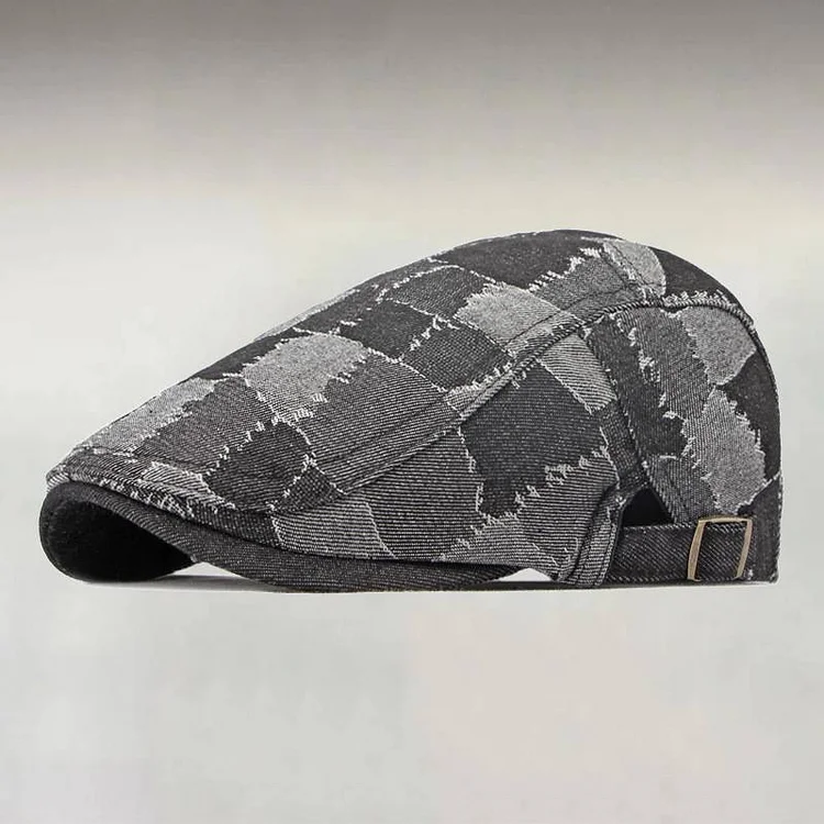 Men's Retro Washed Denim Adjustable Beret