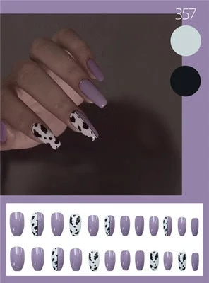 Nails Art Fake Nail Tips Press on Tipsy with Glue Coffin Stick Designs Clear Display Set Full Cover Artificial Short kiss square-Nail Inspo