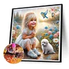 Diamond Painting-DIY Full Round Drill Girl And Dog