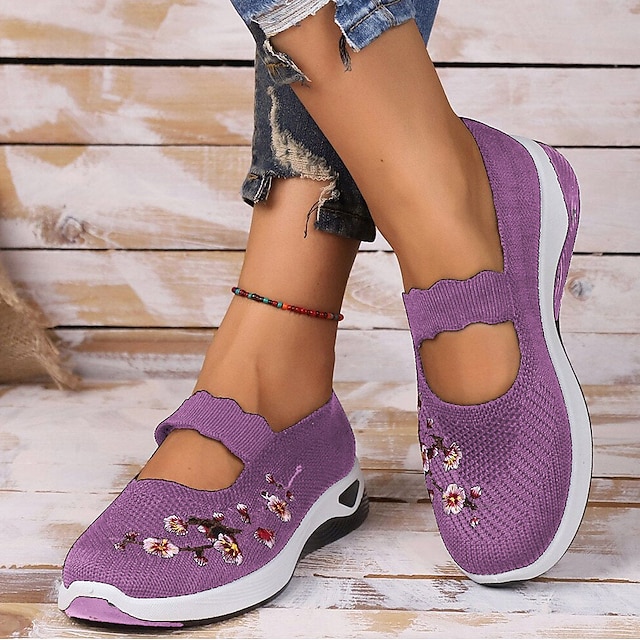 Damen Freizeit Atmungsaktive Slip-On Orthopädische Walkingsneaker