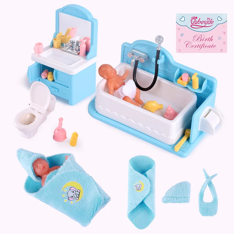 Babeside Aurora 3" Mini Full Silicone Sleeping Reborn Baby Girl with Playset Accessories