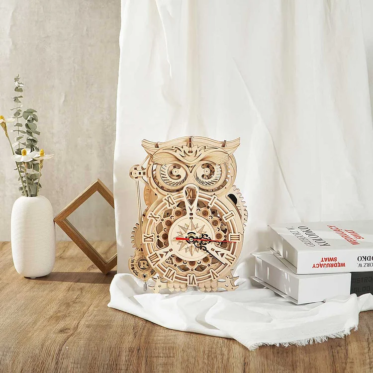 ROKR Owl Clock Mechanical Gears 3D Wooden Puzzle LK503 | Robotime Online