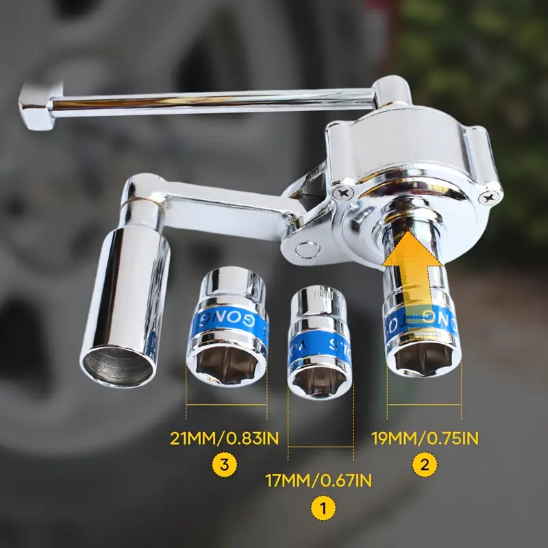  扭力扳手重型加长扳手套装，配有 17mm、19mm 和 21mm 套筒，用于松开汽车轮胎，适用于拆卸器 1、2、1、20，省力扳手，男士生日礼物，丈夫情人节礼物。产品详情 1