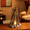 Woodland Campfire LED Night Lamp: Handmade Nature Decor