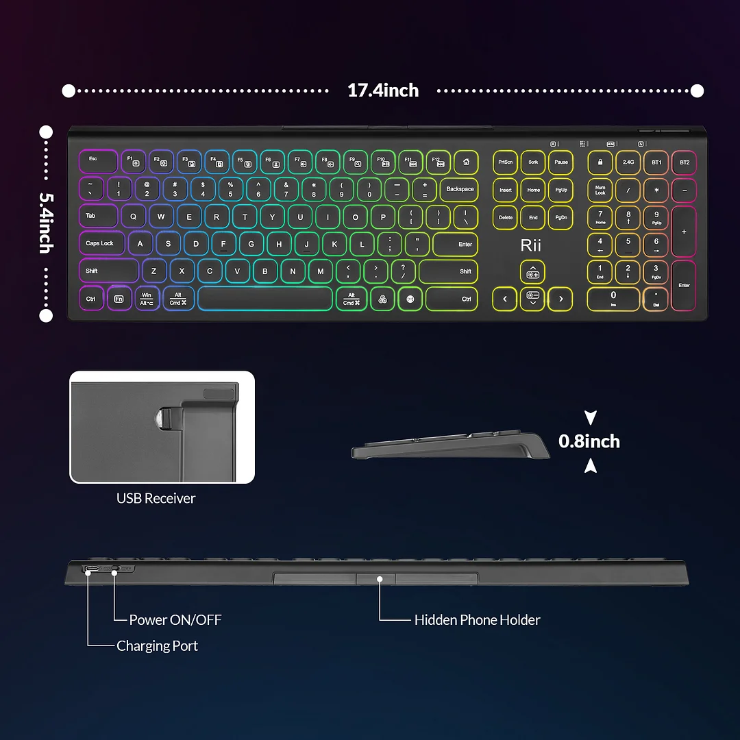 Rii RK801 Bluetooth Wireless Keyboard