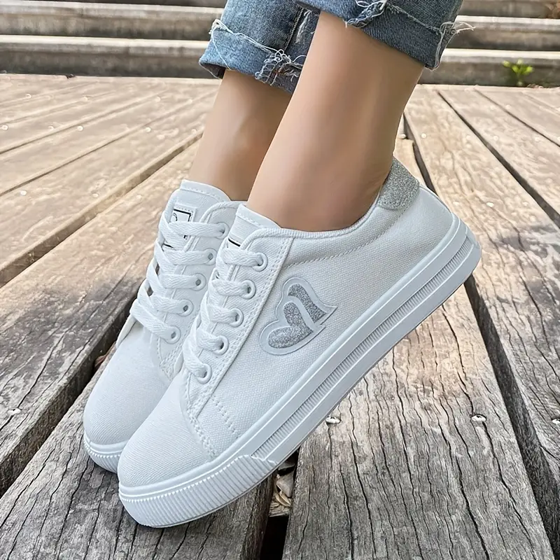 damskie swobodne trampki oddychające do tkaniny koronkowe buty z PVC Sole White Low na zwykły strój swobodne obuwie Minimalistyczny styl SOL DEFEDY 10