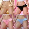 Seamless low-rise satin ruffle bow sexy panties