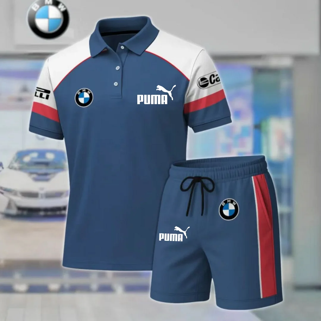 PUMA® in BMW® –Új, kétrészes, lezser férfi öltöny pólógallérral (felső + nadrág)