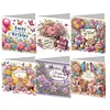6Pcs Diamond Painting Birthday Wishes Diamond Painting Greeting Card for Adults Beginners