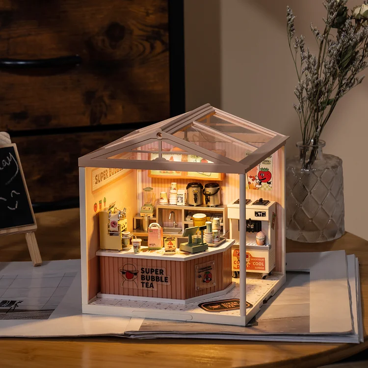 Rolife Super Creator Double Joy Bubble Tea Plastic DIY Miniature House Kit DW006 | Robotime Online