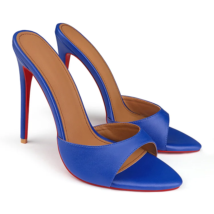 120mm/100mm/80mm Women's Sandals Strap Pointed Toe Mules Red Bottom Heels Matte VOCOSI VOCOSI