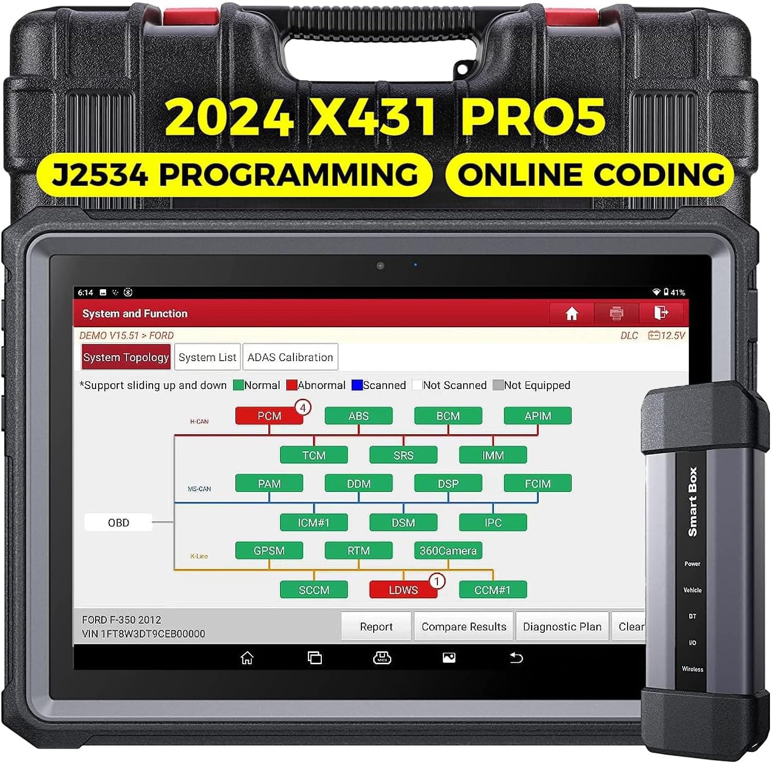 LAUNCH X431 PRO5 Elite Car Diagnostic Scan Tool J2534 Reprogramming,ECU  Online Coding, 50+ Services