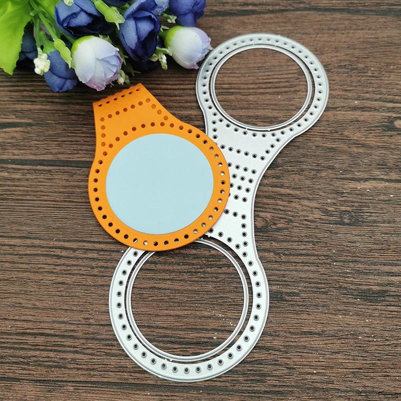 Nigikala Stitched Key Fob Metal Cutting Dies Decorative Scrapbooking Steel Craft Die Cut Embossing Paper Cards Stencils