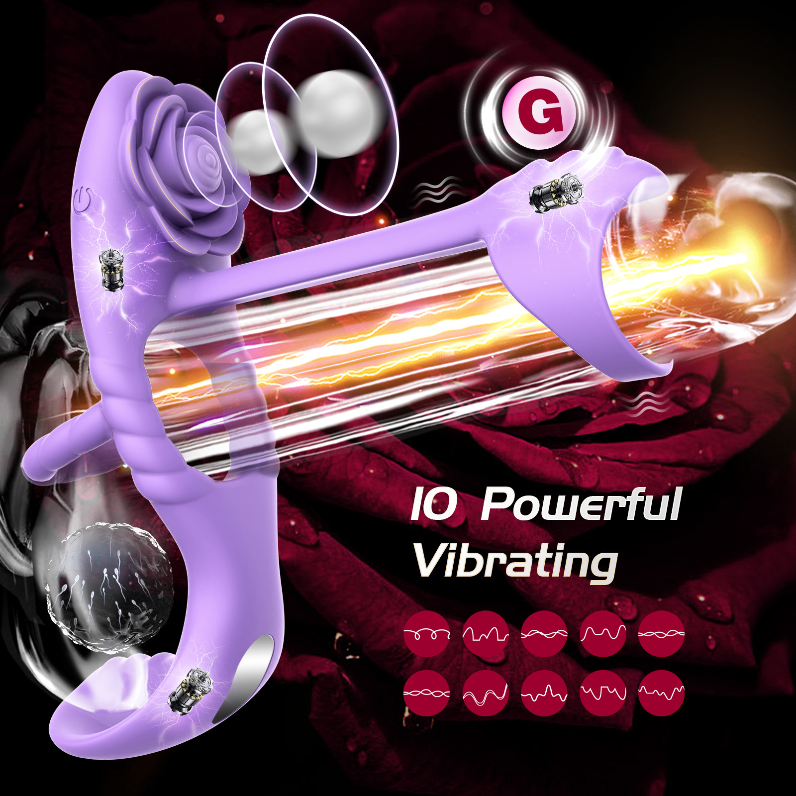 Newly Vibrating Cock Ring 3 Motors Rose Couples Sex Toys