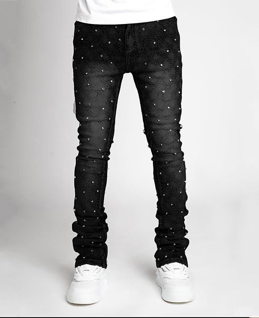 Fashion Pearls Decor Denim Slim Fit Stretch Jeans