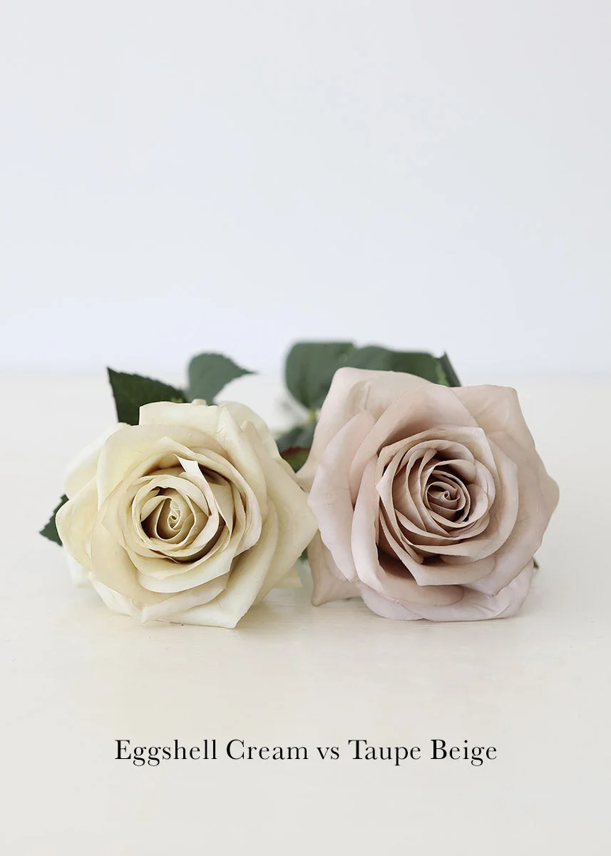 Artificial Flowers Rose in Taupe Beige - 21.5"