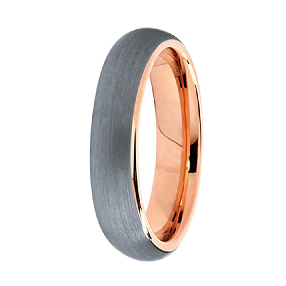 5MM 6MM 8MM Domed Couple Tungsten Rings Classic Brushed Matte Surface Polished Finished Rose Gold Innerface