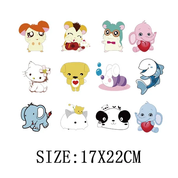 Cute Animals Heat Sticker On T-shirt DIY A-levels Iron On Transfer For Clothing Beautiful Design On Kid Clothes Patch Decoration