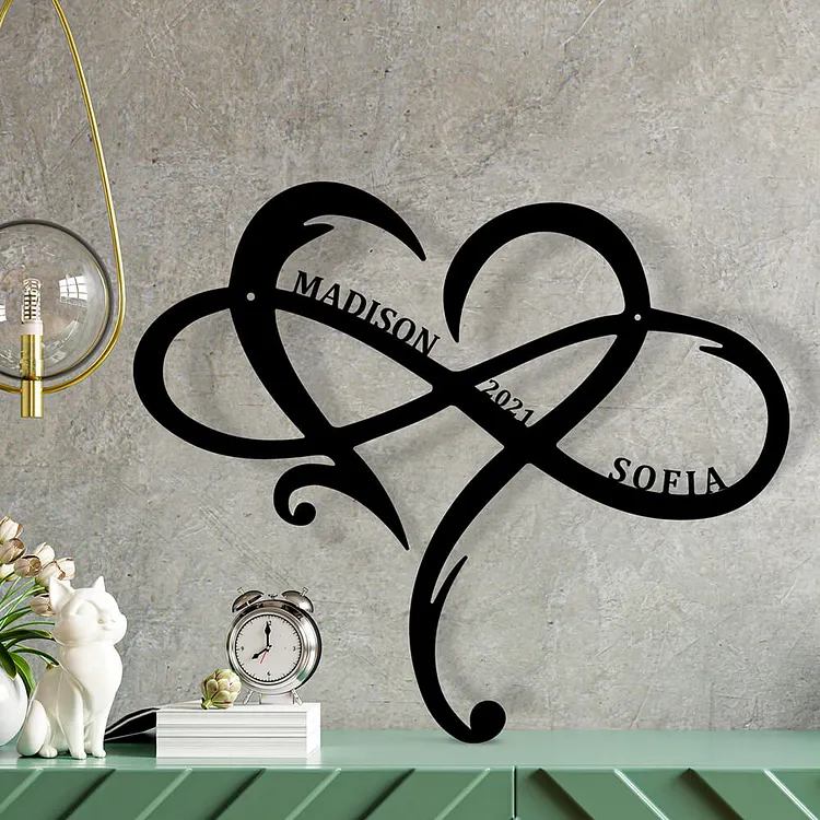 Personalized Family Couple Infinity Heart Metal Sign for Couples Best Gifts
