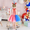 Kids Girls Independence Day with Bow Cartoon Festive Bow Tutu Dress