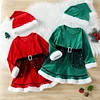 Kid Baby Girl Long Christmas Santa Claus Cosplay Red Velvet Dresses