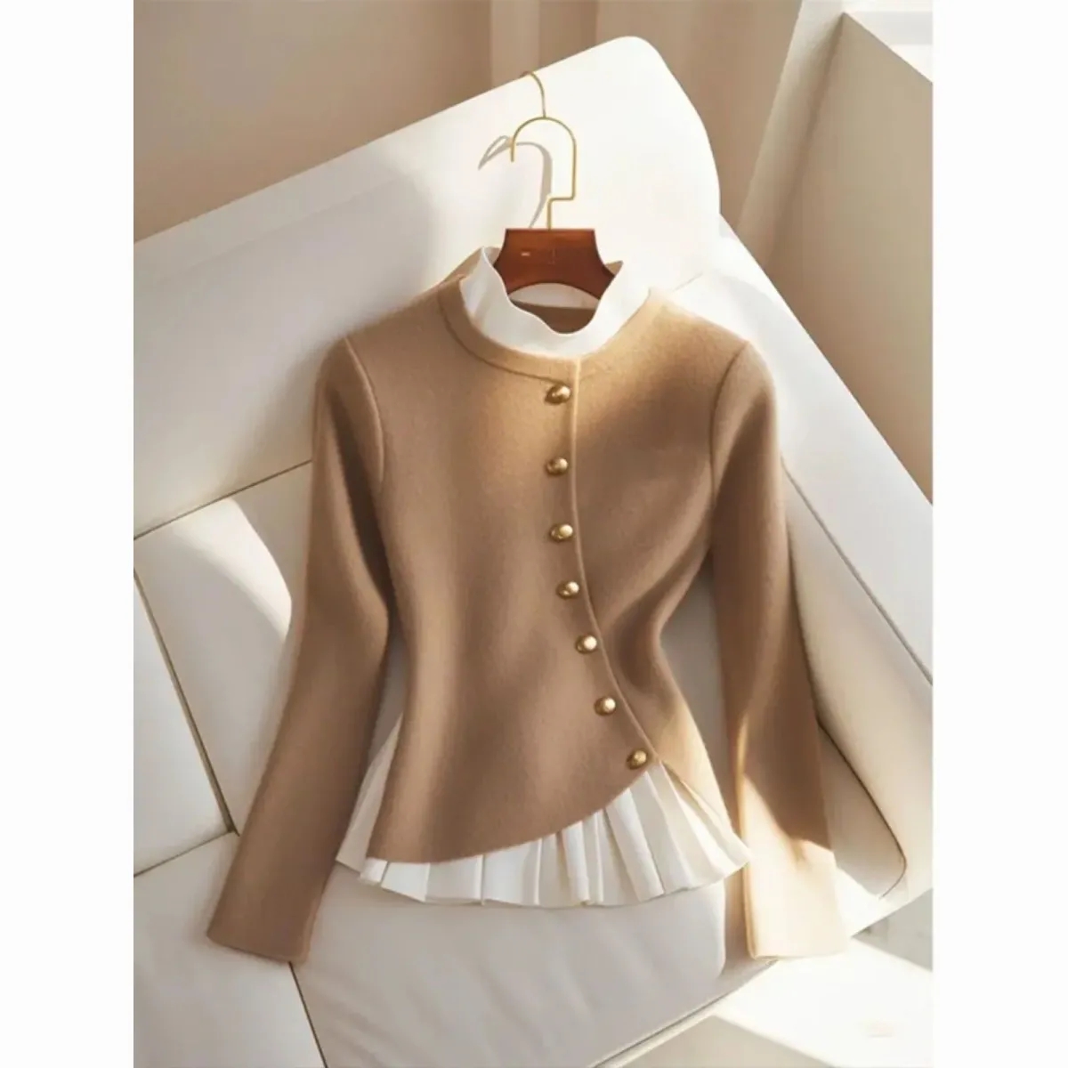 New Autumn Winter Women's Shirt 2025 Lazy Style Unique Temperament Ladies Shirt Slimming Fashion Design Sense Lady Blouse