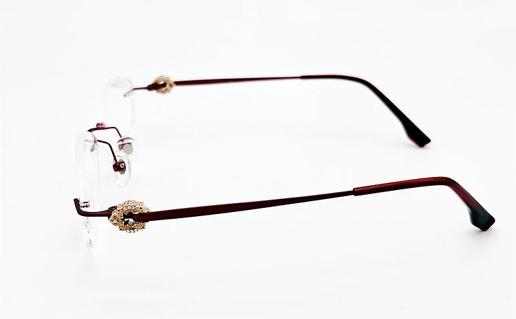 Designed Women Pure Titanium Eyeglasses Rimless Optical Frame Prescription Frameless Spectacle Crystal Decoration