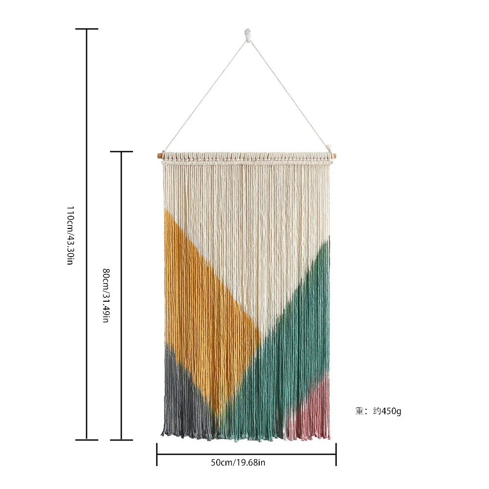 Nigikala Nigikala Ins Nordic Wind Dyed Hand-Woven Tapestry, Creative Homestay Room Wall Decoration Bedside Sofa Background