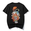 100% Cotton Round Neck Wealth God Brave Troops Embroidery Short Sleeve T-shirt