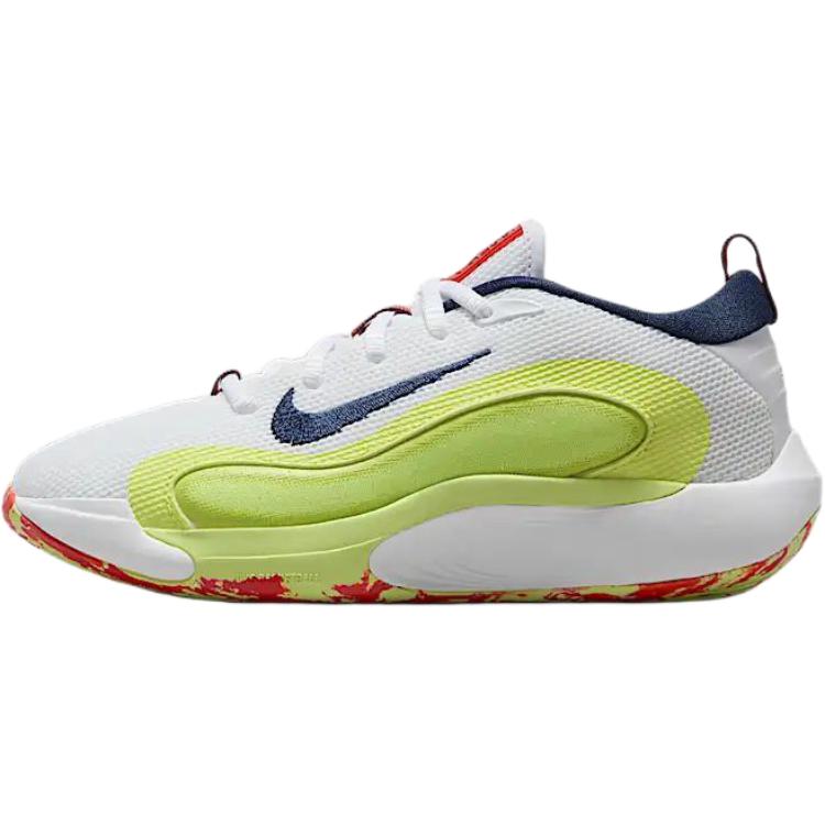Nike ISOFLY Anti Slip Wear Resistant Low Top Children's Basketball Shoes White Green