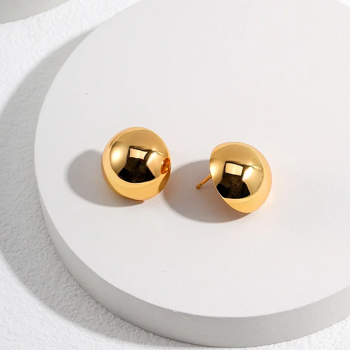 Vintage Round Gold Plated Stud Earrings