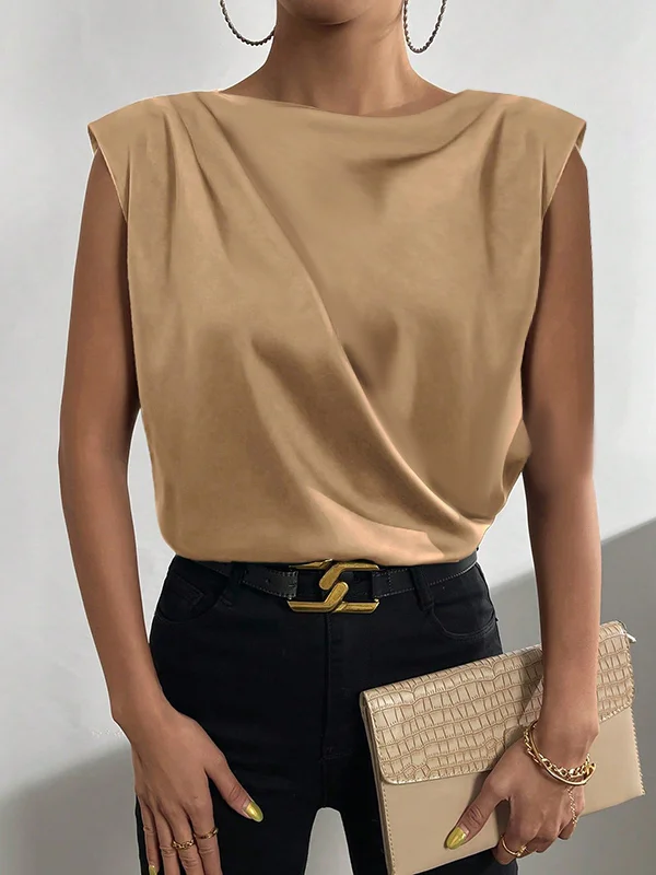 Effortless Chic Boat Neck Cap Sleeve Solid Color Vest Top