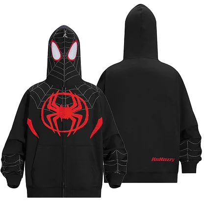 Discover Versatile Comfort: Teasearch3d's Hoodie, Zipper Hoodie, and Sweatshirt Collection 5 Marvel Super Hero Dark Red Spider Hoodie Zipper Sweatshirt
