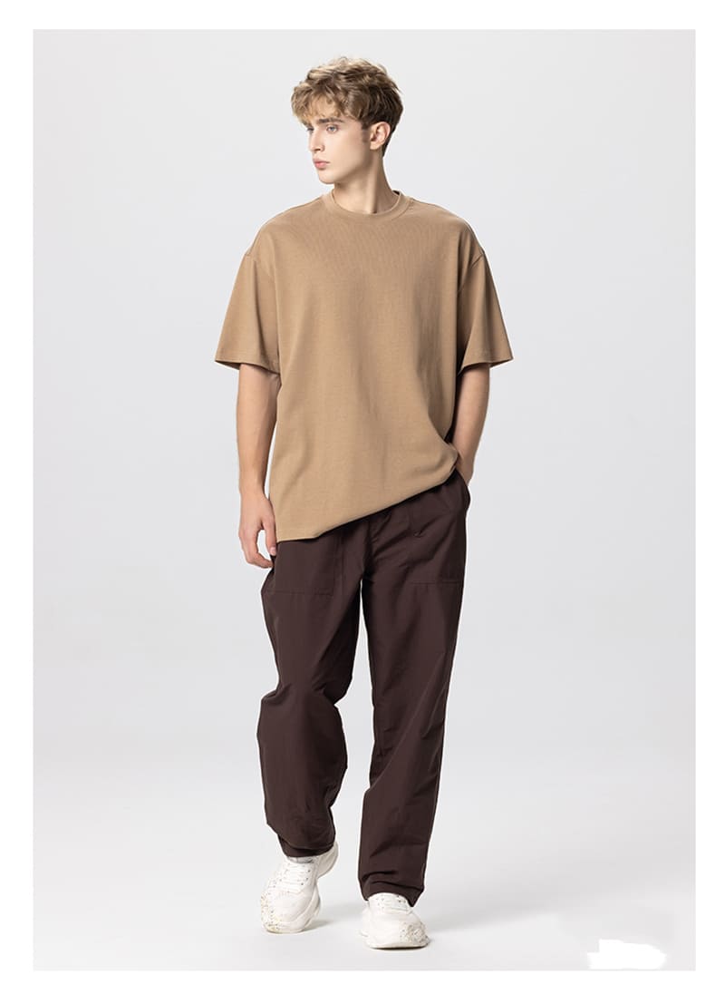 PASUXI Men's street style T-shirt khaki