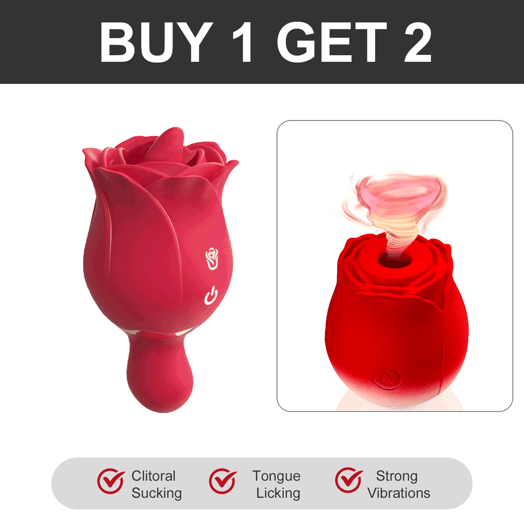 2 In 1 Rose Toy Clitoral Stimulator Tongue Licking Massager