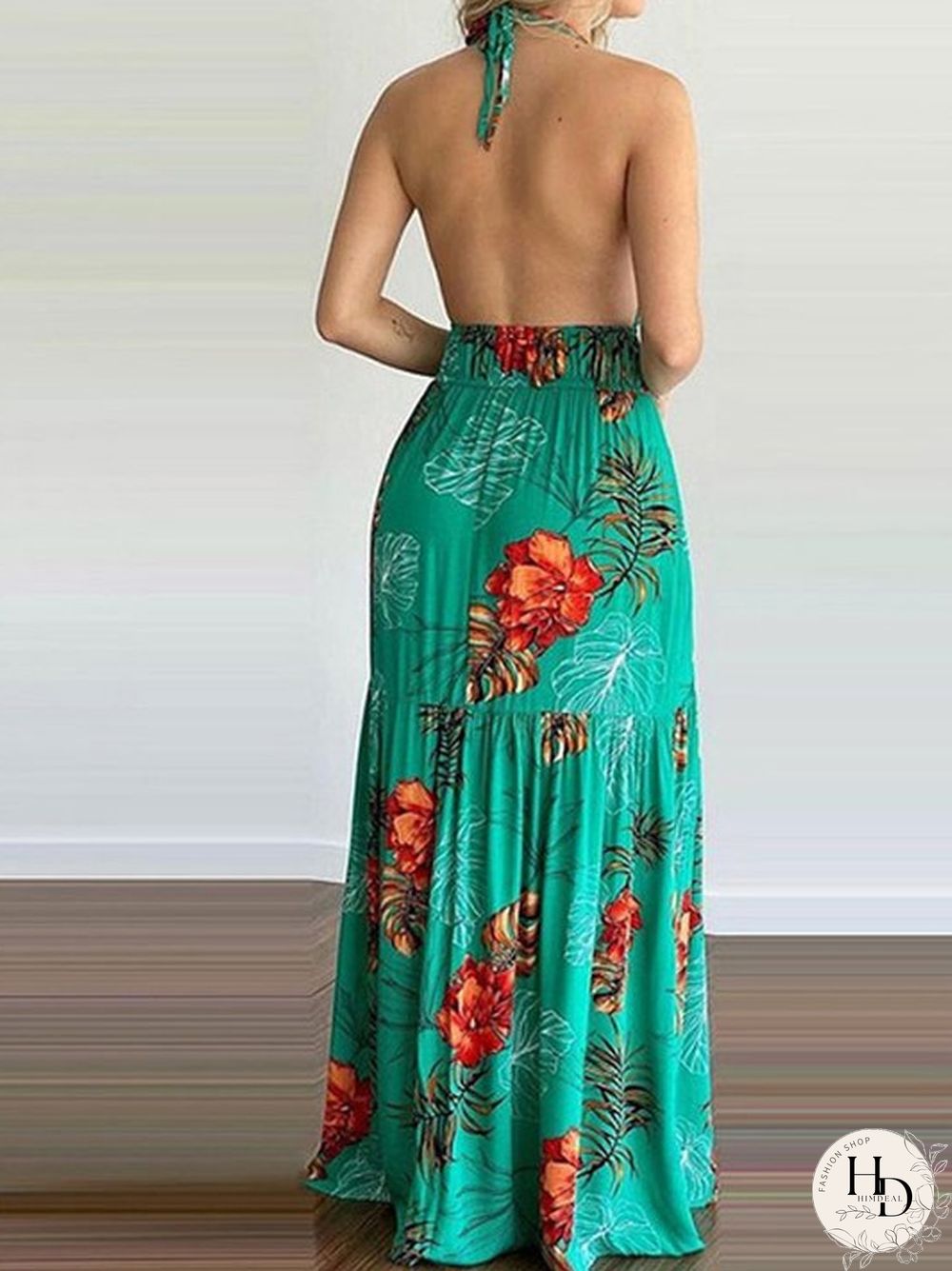 Printed Backless Dress