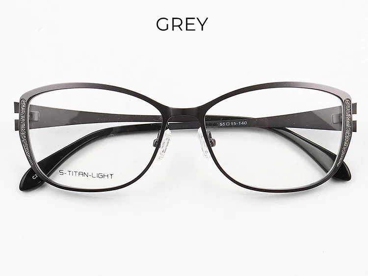 EAGWOO Stainless Steel Women Full Rim Optical Frame Prescription Spectacle Round Cat Eye Butter Fly Designed Party Glasses