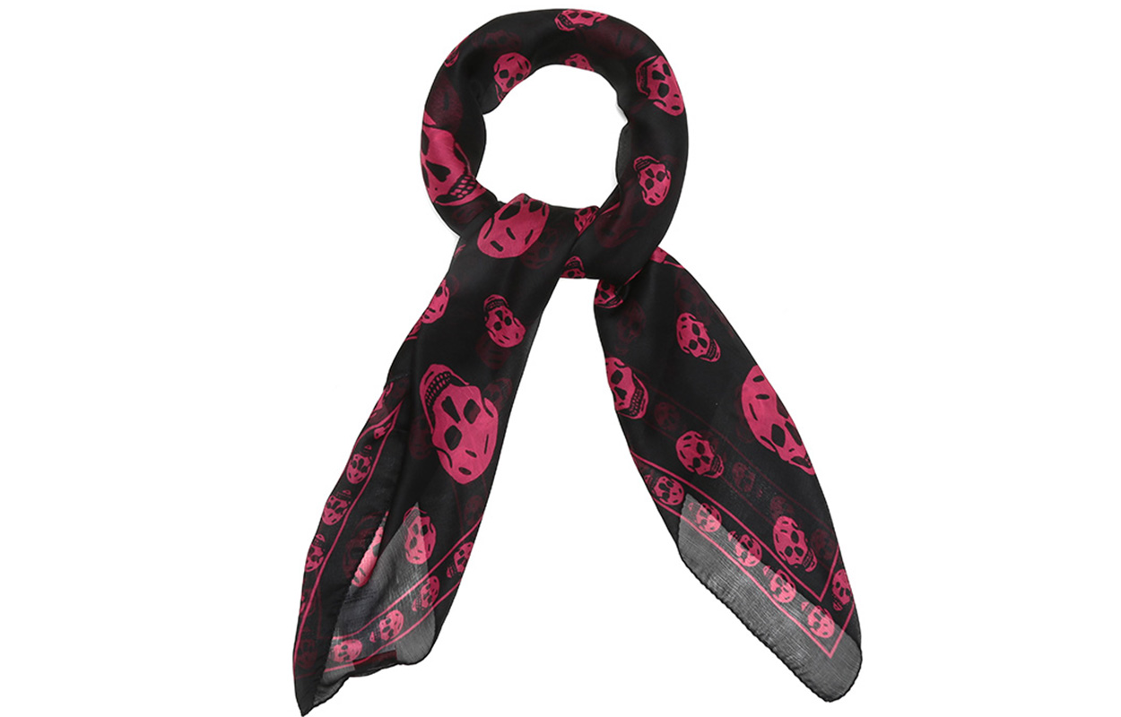 Alexander McQueen Silk Scarves Women's Black Pink