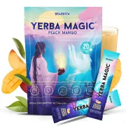 Yerba Magic | Chá instantâneo de erva-mate em pó | Sabor pêssego e manga | 30 porções -Plus