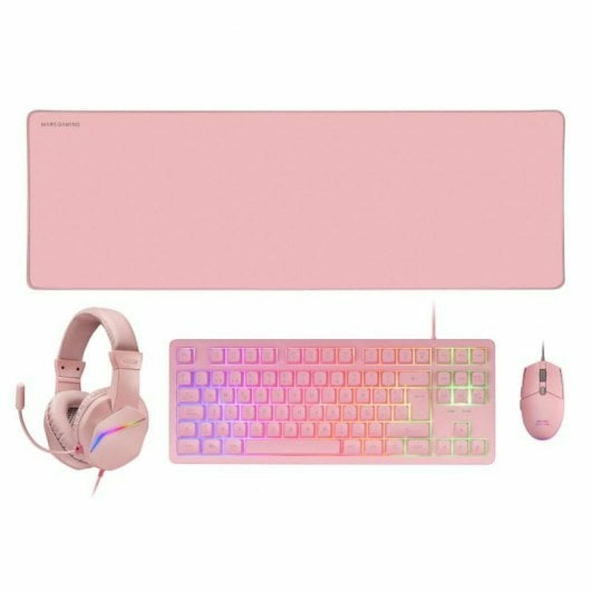 Pack Gaming Mars Gaming MCPRGB3PES Multicolour Pink Spanish Qwerty (4 Units)
