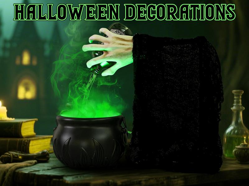 Product Introduction of Halloween Decorations Indoor - Cauldron Halloween Decor with Magic Floating Potion Bottles and Diffuser - Black Plastic Witches Bowl Hocus Pocus Party Decoration for Spooky Vintage Home Kitchen Table, Well Soon Gift 11